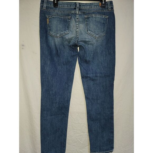Paige Sz 29 Skyline Ankle Peg Jeans Medium Wash Distressed Low-rise - Picture 3 of 14